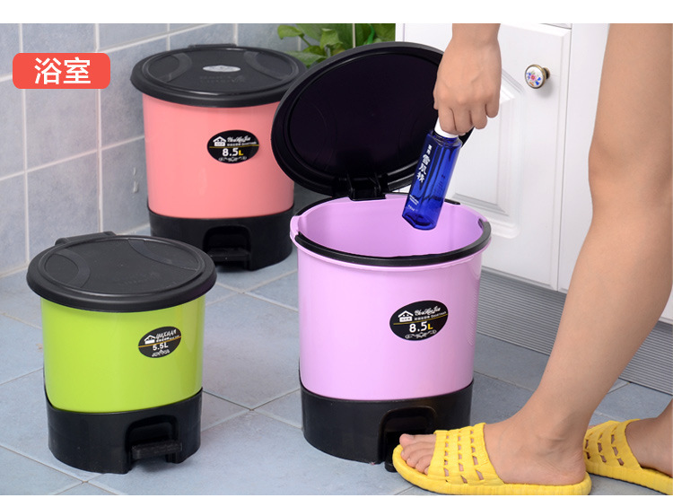 Pedal Flap Trash Can Kitchen Living Room Bathroom Covered Large Small Trash Can Free Garbage Bag