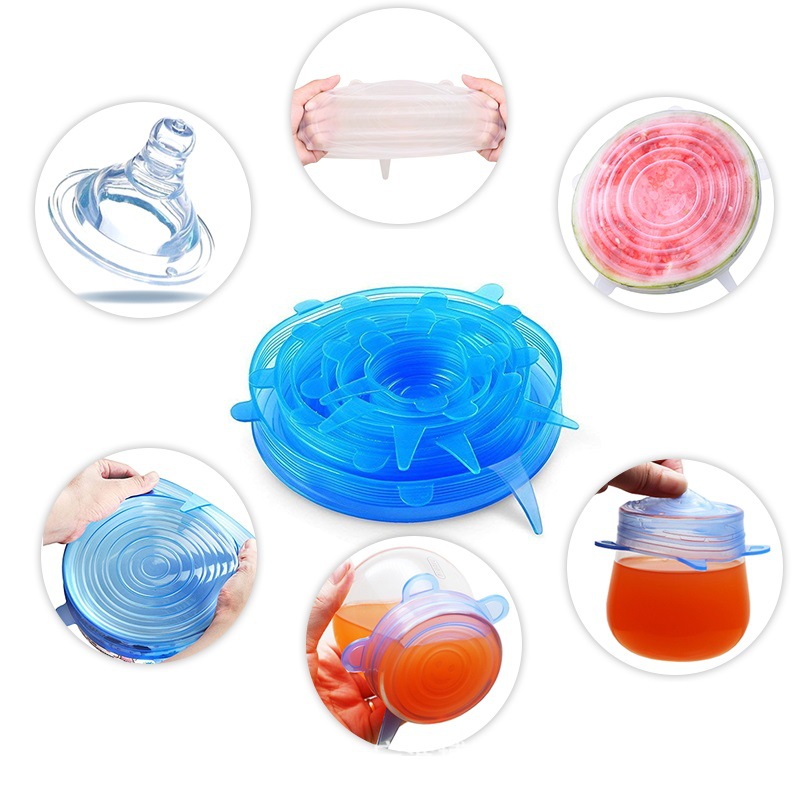 Factory Direct Sales Foldable Stretch Lid for Airtight Container 6 Six-Piece Vacuum Sealed Plastic Wrap Currently Available