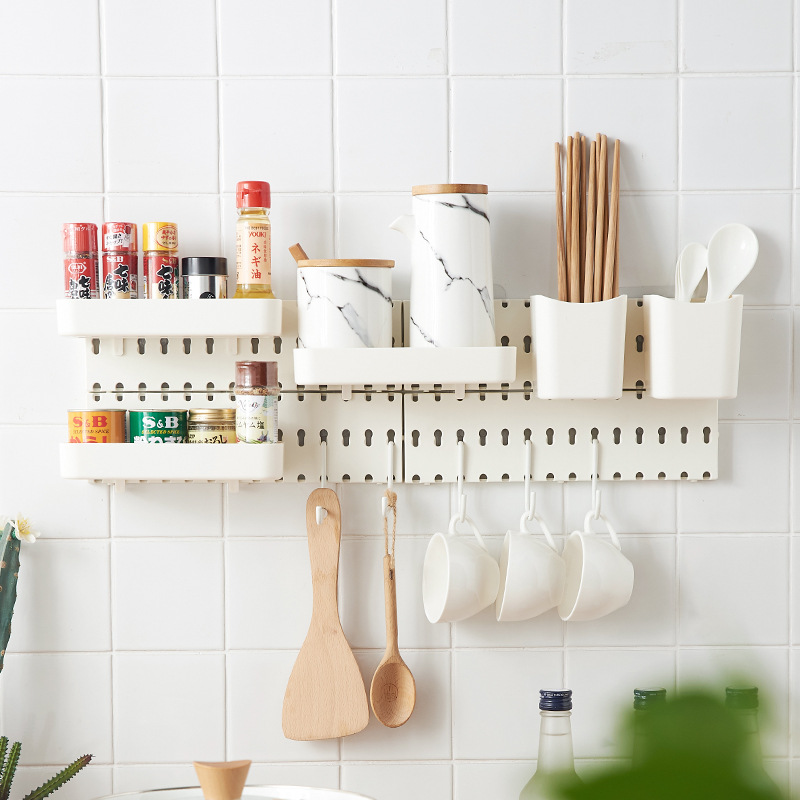 Plastic Wire-Wrap Board Bathroom Kitchen No Punching on Walls Storage Rack Living Room Bedroom Wall Storage Ledge Wall Hanging