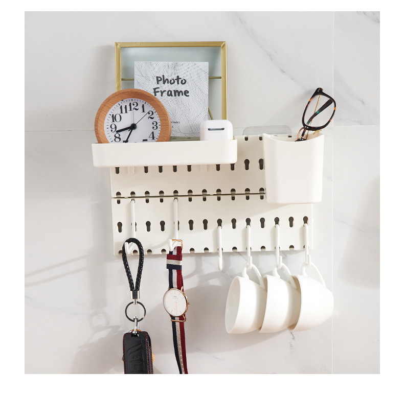 Plastic Wire-Wrap Board Bathroom Kitchen No Punching on Walls Storage Rack Living Room Bedroom Wall Storage Ledge Wall Hanging