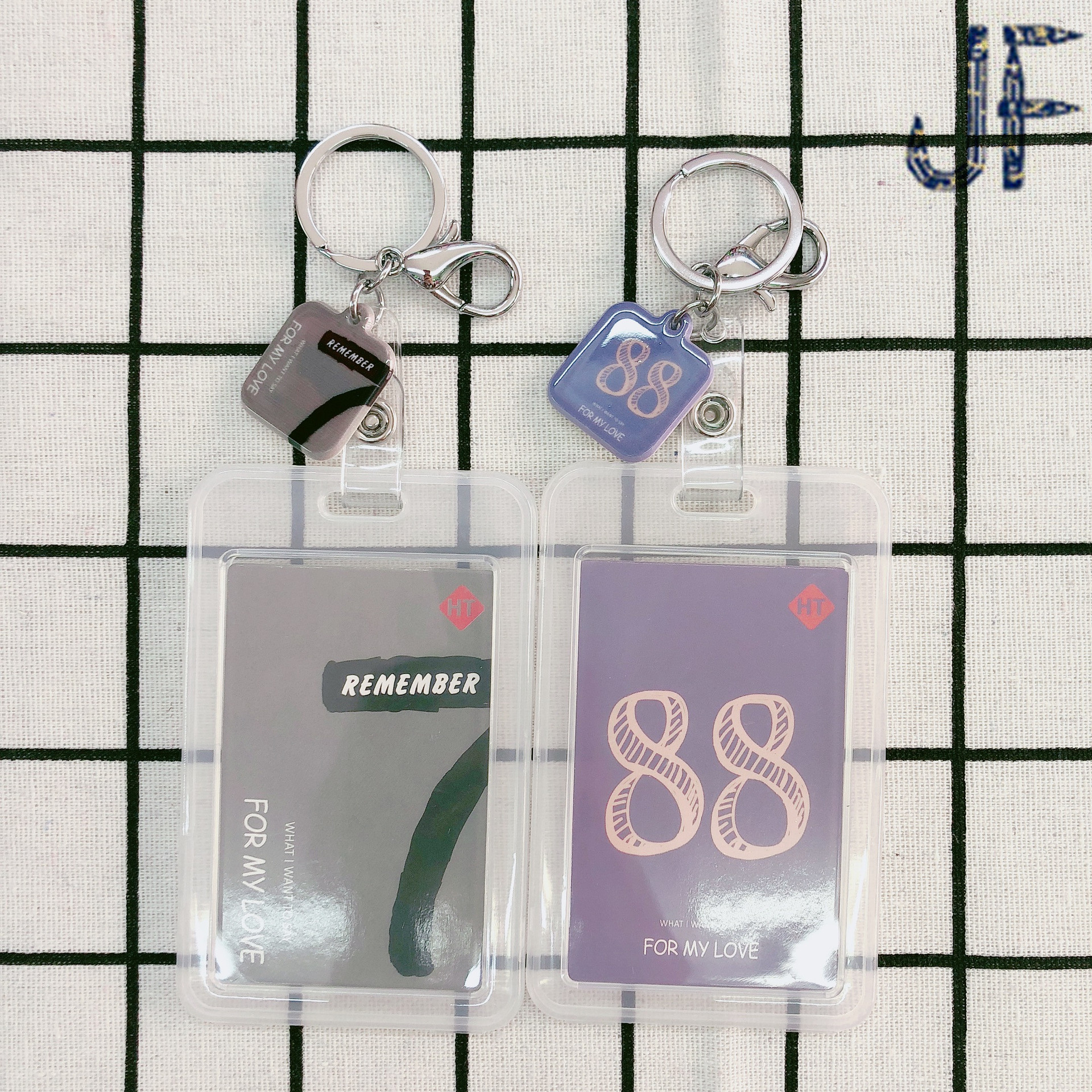 Fresh Korean Style PVC Hard Card Folder Short Rope Keychain Bus Pass School Card Certificate Factory Card Name Tag Card Wholesale