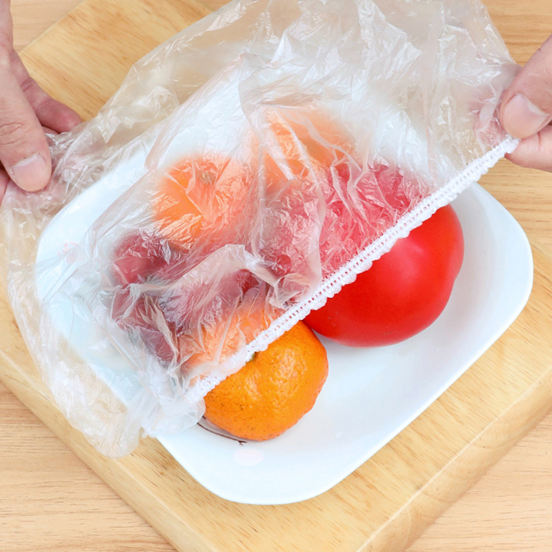 100 PCs Elastic Mouth Plastic Wrap Cover Leftovers Fresh Cover Disposable Fresh-Keeping Cover Bowl Cover Vegetable Cover
