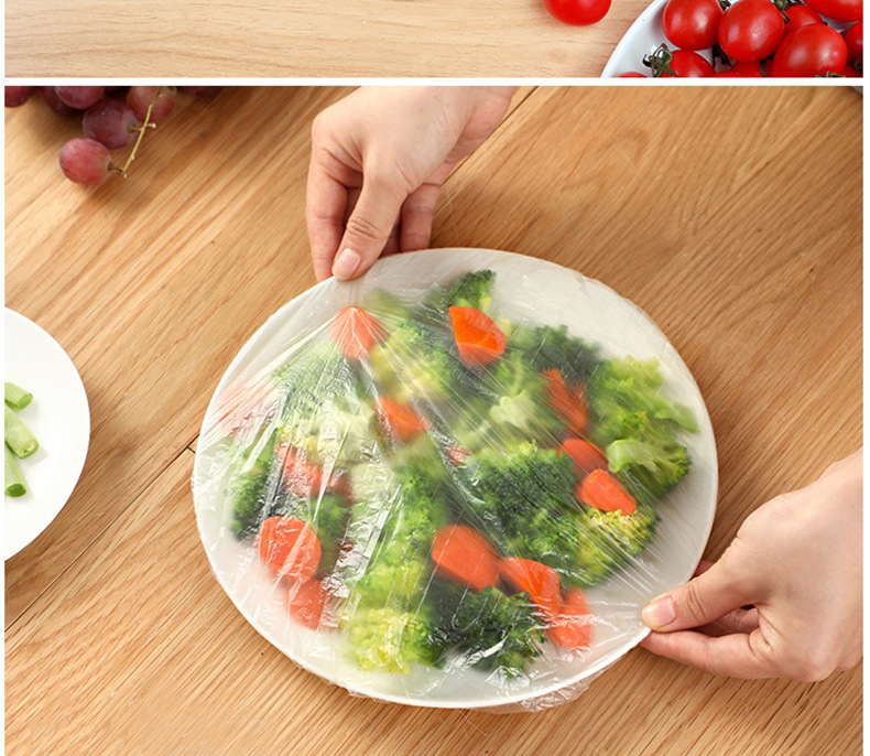100 PCs Elastic Mouth Plastic Wrap Cover Leftovers Fresh Cover Disposable Fresh-Keeping Cover Bowl Cover Vegetable Cover
