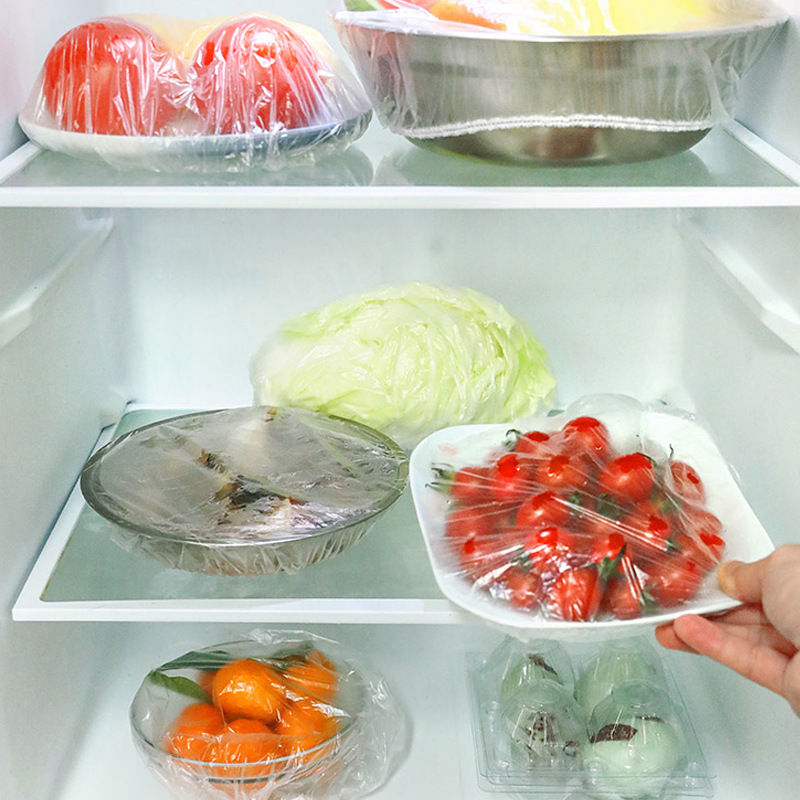 100 PCs Elastic Mouth Plastic Wrap Cover Leftovers Fresh Cover Disposable Fresh-Keeping Cover Bowl Cover Vegetable Cover