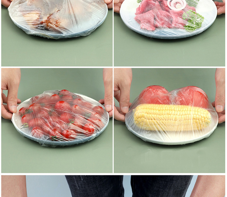 100 PCs Elastic Mouth Plastic Wrap Cover Leftovers Fresh Cover Disposable Fresh-Keeping Cover Bowl Cover Vegetable Cover