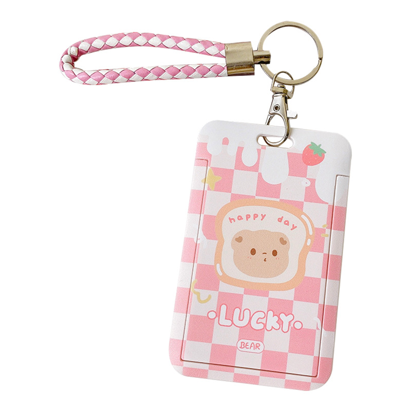 Yilan Cartoon Bus Card Cover Creative Slide Student Campus Access Card Keychain Card Holder Girl Heart Protective Cover
