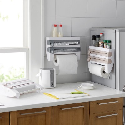 Kitchen Plastic Wrap Storage Rack with Cutter Aluminum Foil Barbecue Paper Storage Rack Tissue Rack Towel Storage Storage Rack