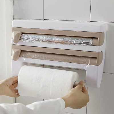 Kitchen Plastic Wrap Storage Rack with Cutter Aluminum Foil Barbecue Paper Storage Rack Tissue Rack Towel Storage Storage Rack