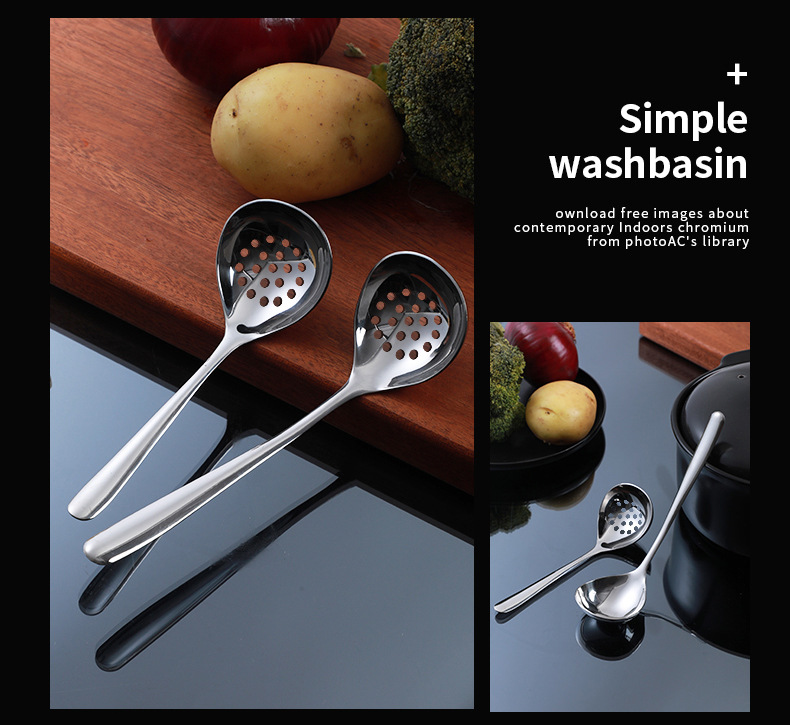Household Thickened 304 Stainless Steel Soup Ladle Creative Deepening Hot Pot Spoon Colander Kitchen Cooking Utensils Small Soup Shell