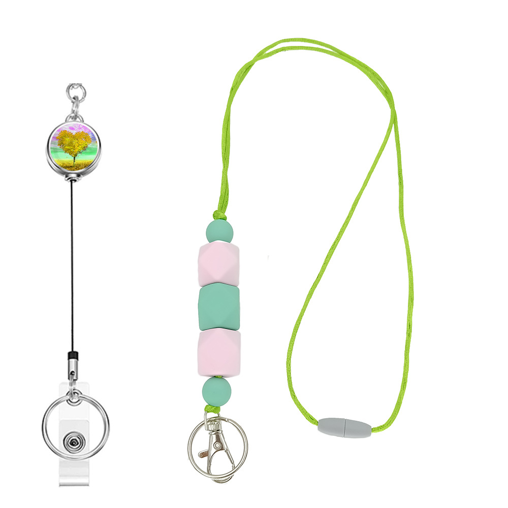 Amazon Hot Sale Lanyard Badge Clip Key Can Buckle Work Card Card Holder Long Sweater Necklace Cellphone Chain