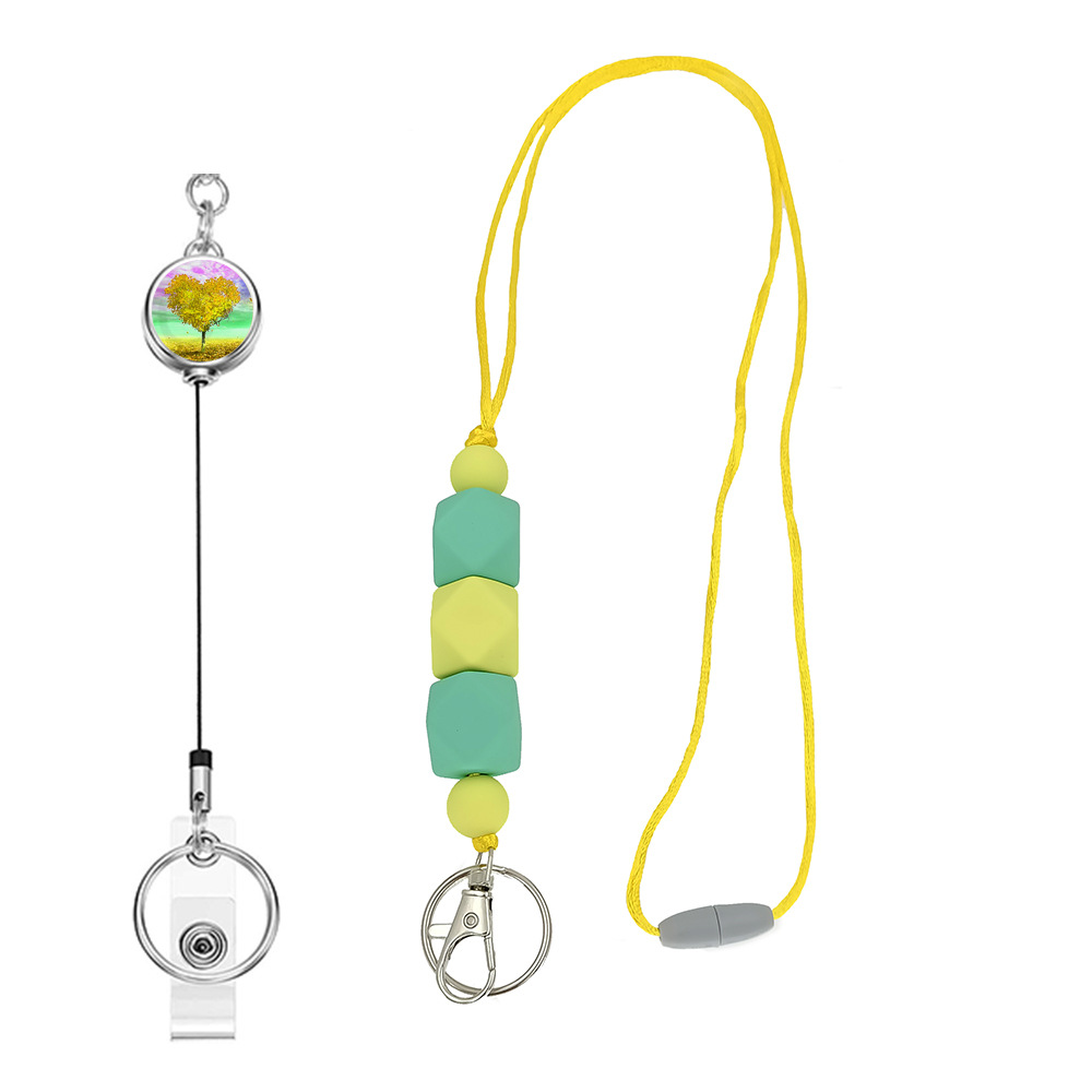 Amazon Hot Sale Lanyard Badge Clip Key Can Buckle Work Card Card Holder Long Sweater Necklace Cellphone Chain