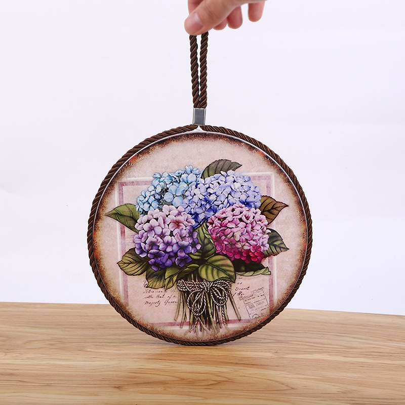 Hot Sale round Hang Rope Placemat European Pastoral Style Ceramic Heat Insulation High Temperature Resistant Support Custom Factory Direct Sales