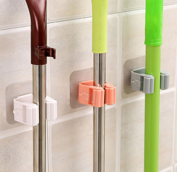 Non-Marking Mop Clip Mop Rack Household Necessities No Punching Hang tuo ba jia Bathroom Adhesive Hook Broom Hanger