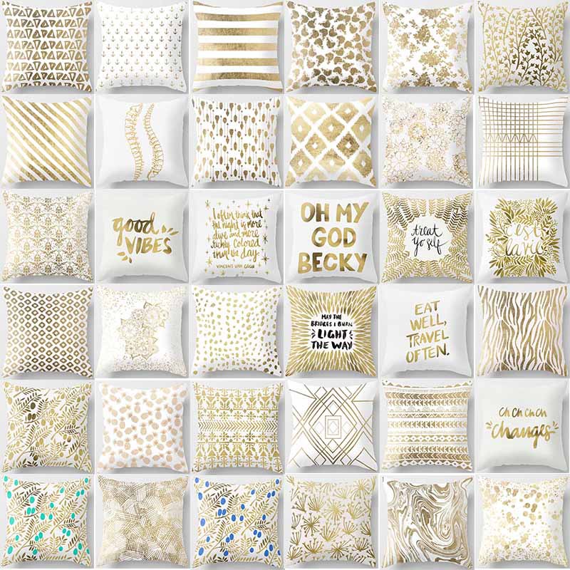 19 The New Golden Pattern Series Pillow Cover Peach Skin Fabric Cloth Home Decorative Cushion Sofa Pillow Cases Pillow Cover