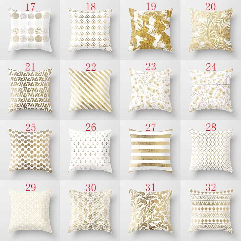 19 The New Golden Pattern Series Pillow Cover Peach Skin Fabric Cloth Home Decorative Cushion Sofa Pillow Cases Pillow Cover