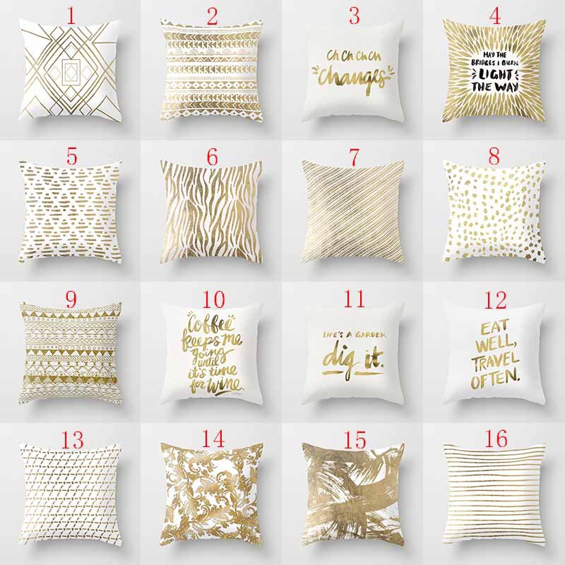 19 The New Golden Pattern Series Pillow Cover Peach Skin Fabric Cloth Home Decorative Cushion Sofa Pillow Cases Pillow Cover
