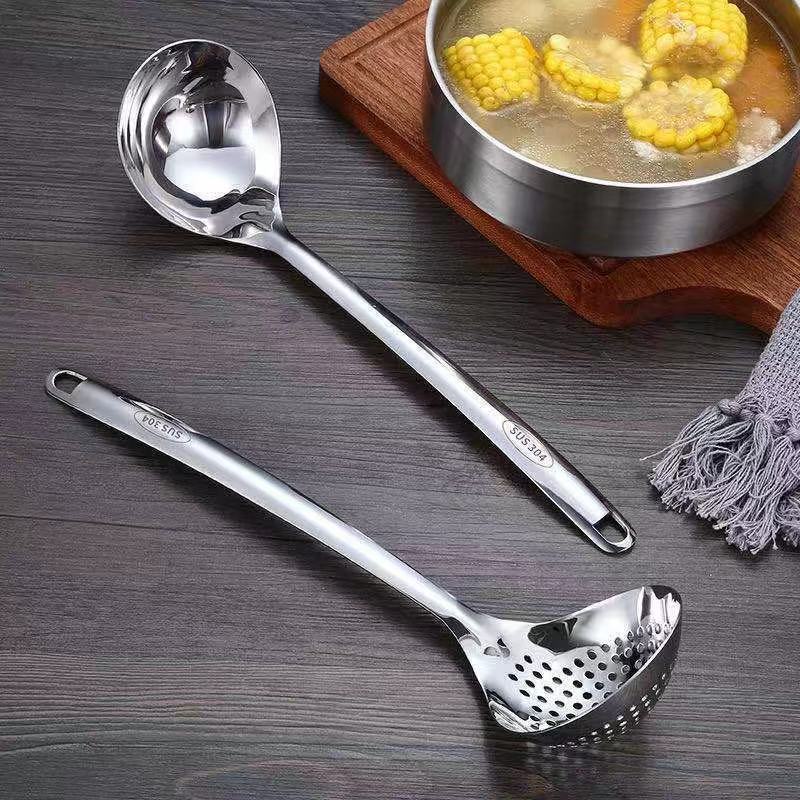 Factory Direct Sales 304 Stainless Steel Colander Hotel Hot Pot Soup Ladle Colander Home Kitchen Lengthen and Thicken Soup Spoon