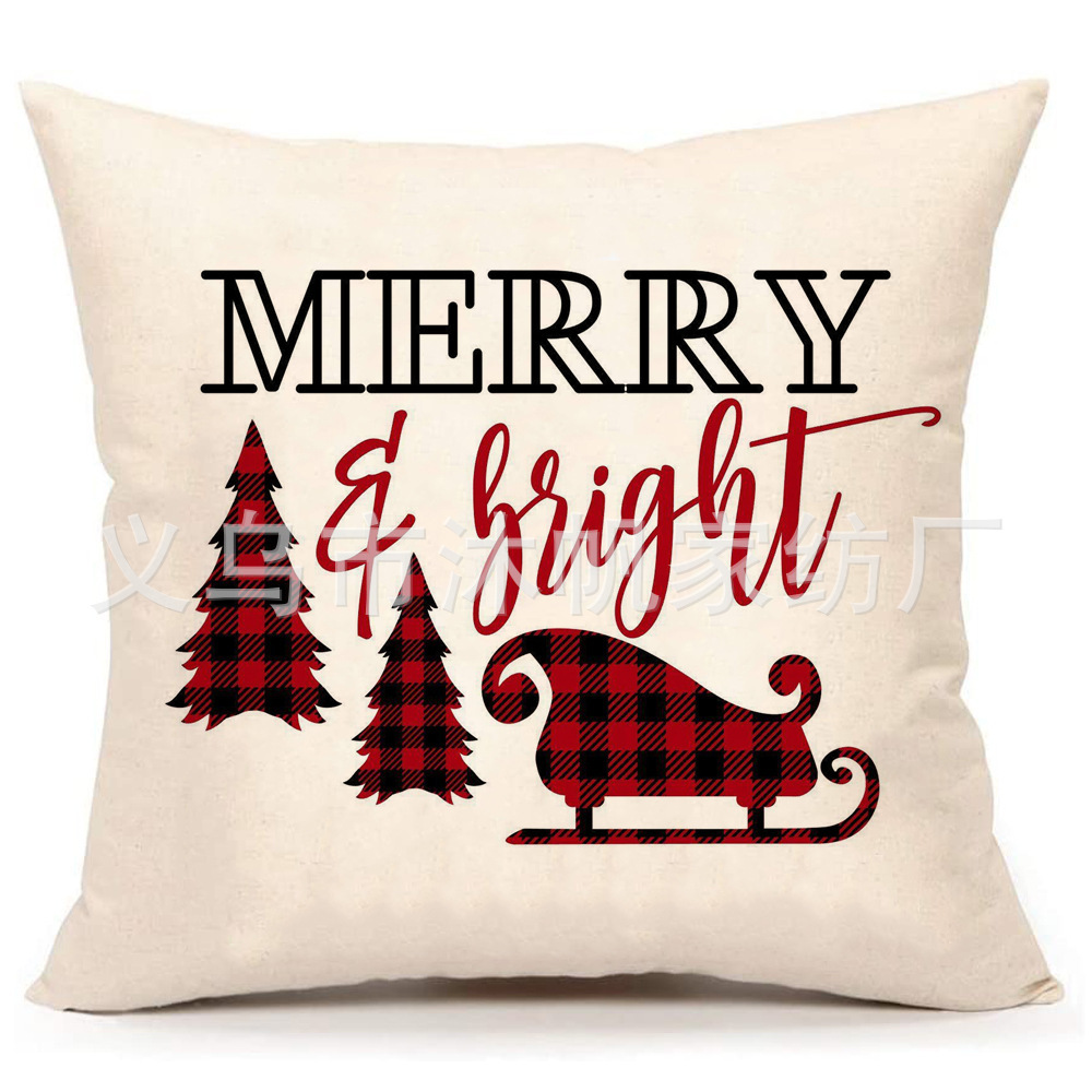 Popular Amazon Christmas Pillow Cover Customizable Factory Direct Sales Home Pillow Snowflake Christmas Tree Pillow Cover