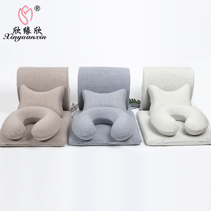Afternoon Nap Pillow Bone Pillow U-Shaped Pillow Four-Piece Set Office Cushion Staff Waist Rest Seat Cushions Factory Wholesale