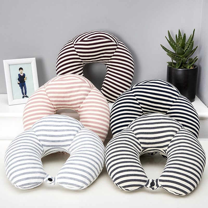 Factory Direct stripe ADAPTS cotton but neck pillow U-shaped neck pillow Office neck Pillow Custom LOGO