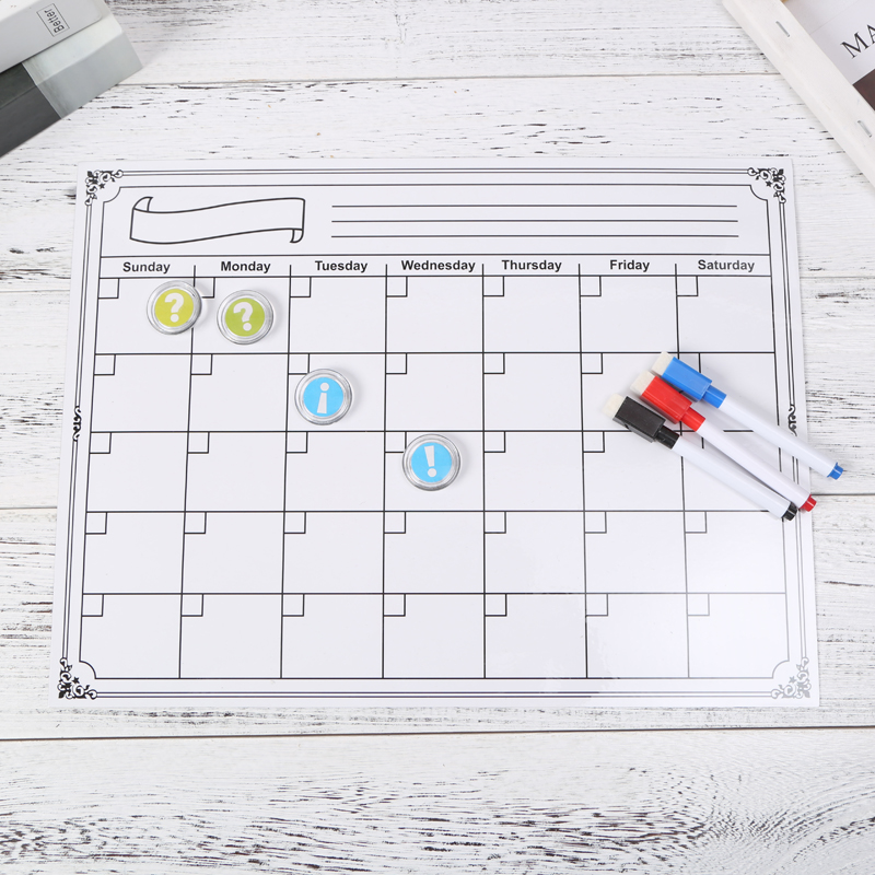 Creative magnetic refrigerator paste calendar message board ins style refrigerator decoration can be erased to write a soft white board, memo