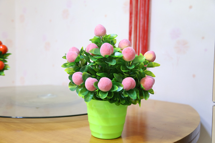 Artificial flower set fake peach indoor flowers bonsai furnishing parts living room decoration plastic fake fruit tree flowers potted plants