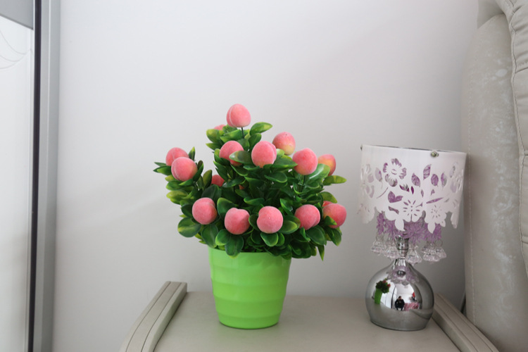 Artificial flower set fake peach indoor flowers bonsai furnishing parts living room decoration plastic fake fruit tree flowers potted plants