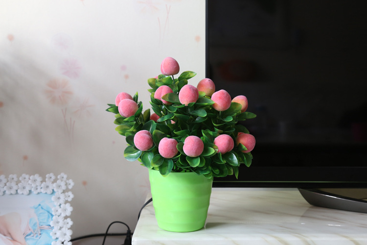 Artificial flower set fake peach indoor flowers bonsai furnishing parts living room decoration plastic fake fruit tree flowers potted plants