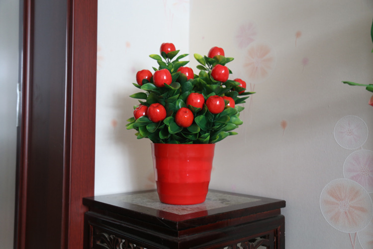 Artificial flower set fake peach indoor flowers bonsai furnishing parts living room decoration plastic fake fruit tree flowers potted plants