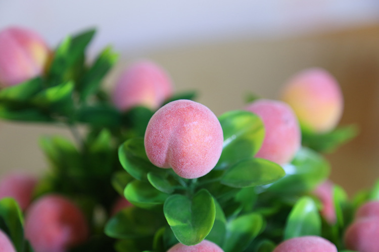 Artificial flower set fake peach indoor flowers bonsai furnishing parts living room decoration plastic fake fruit tree flowers potted plants