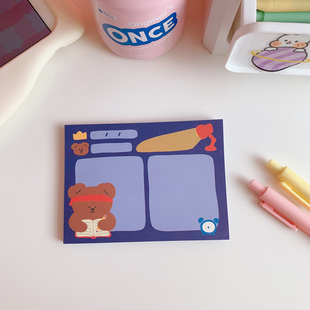 Korean Style Cartoon Cute Bear Cute Notepad Small Notebook Student Journal Tearable Memo Message Small Notebook