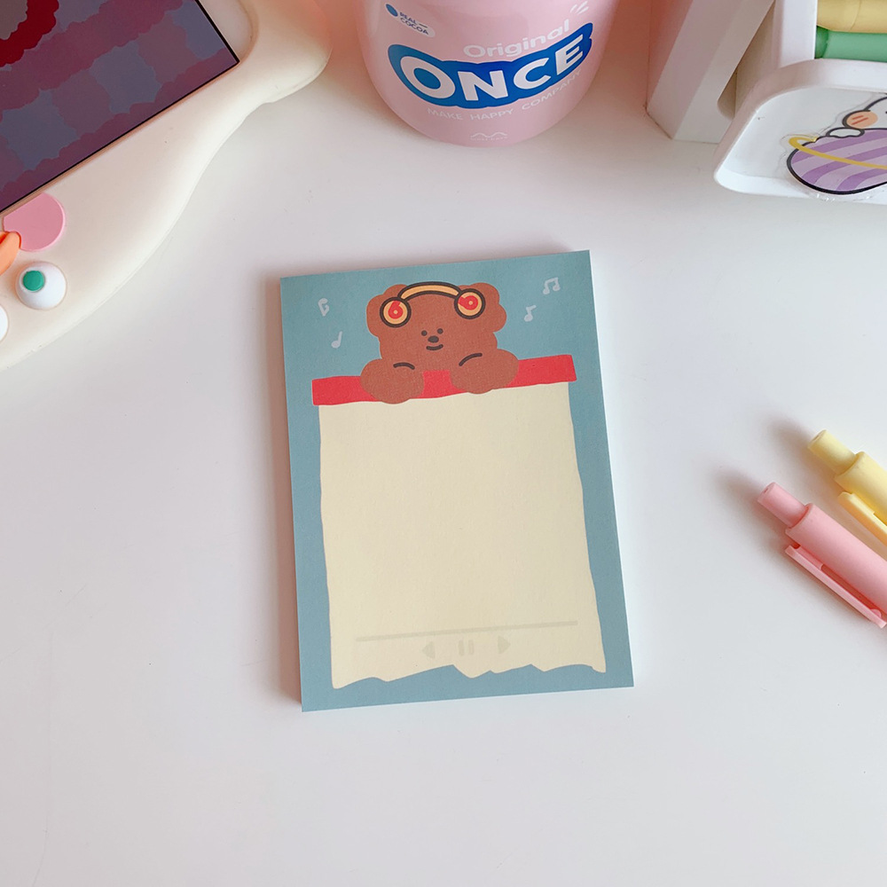 Korean Style Cartoon Cute Bear Cute Notepad Small Notebook Student Journal Tearable Memo Message Small Notebook