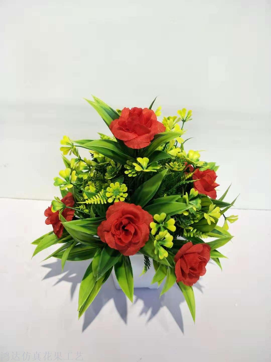 Artificial Plant Silk Flower Rose Bonsai Plastic Green Plant Fake Tree Decoration Home Furnishings Bonsai