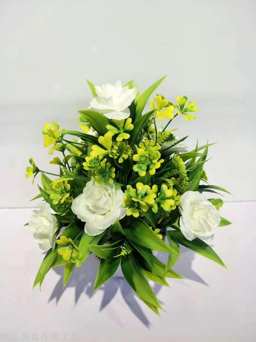 Artificial Plant Silk Flower Rose Bonsai Plastic Green Plant Fake Tree Decoration Home Furnishings Bonsai