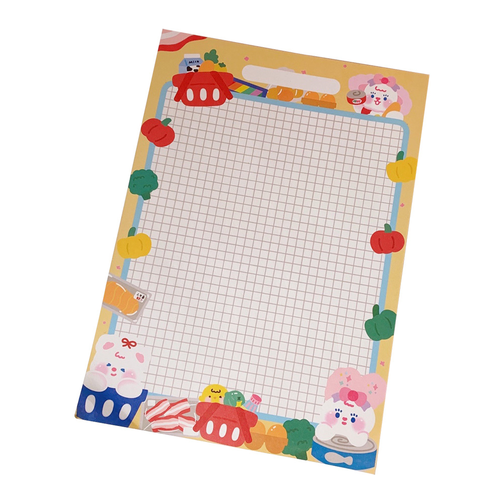 Korean Ins Cute Cartoon Girl Grid Plan Notepad Girl Heart Tear-off Note Message Memo