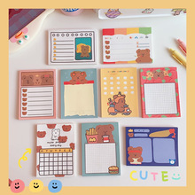 Korean Ins Cute Cartoon Girl Grid Plan Notepad Girl Heart Tear-off Note Message Memo