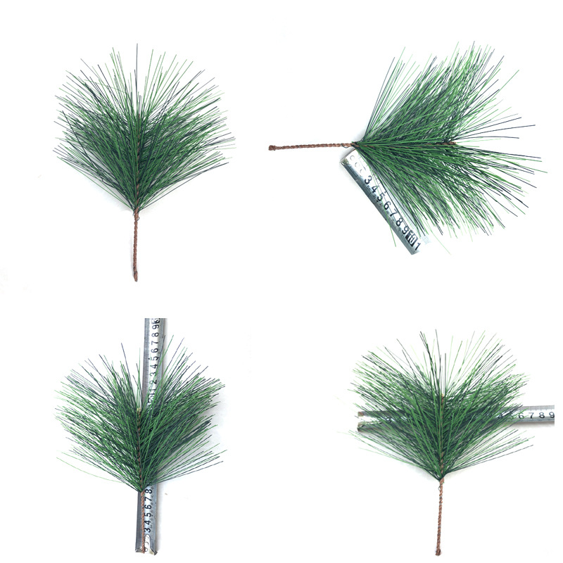 Artificial Plant Pine Needle Leaf Sun Protection Fire Prevention Fruit Tree Single Head Pine Needle Head Evergreen Welcome Pine Leaf Shaped Wholesale