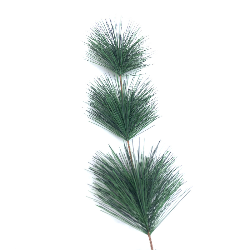 Artificial Plant Pine Needle Leaf Sun Protection Fire Prevention Fruit Tree Single Head Pine Needle Head Evergreen Welcome Pine Leaf Shaped Wholesale