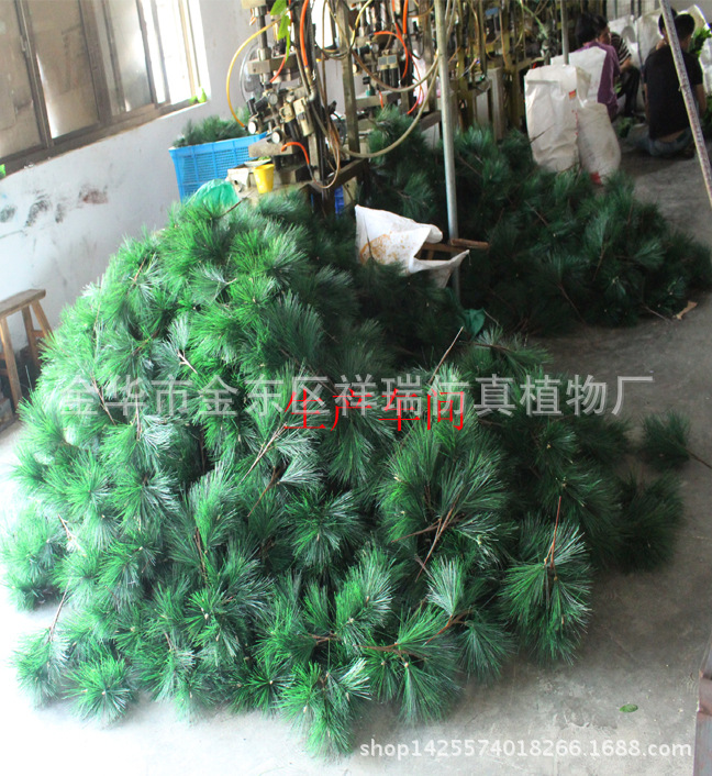 Artificial Plant Pine Needle Leaf Sun Protection Fire Prevention Fruit Tree Single Head Pine Needle Head Evergreen Welcome Pine Leaf Shaped Wholesale