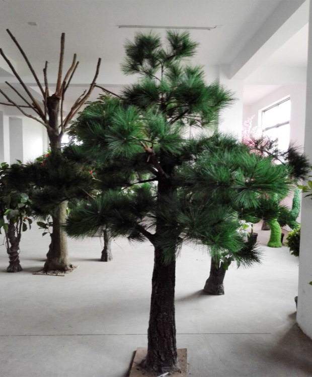Artificial Plant Pine Needle Leaf Sun Protection Fire Prevention Fruit Tree Single Head Pine Needle Head Evergreen Welcome Pine Leaf Shaped Wholesale