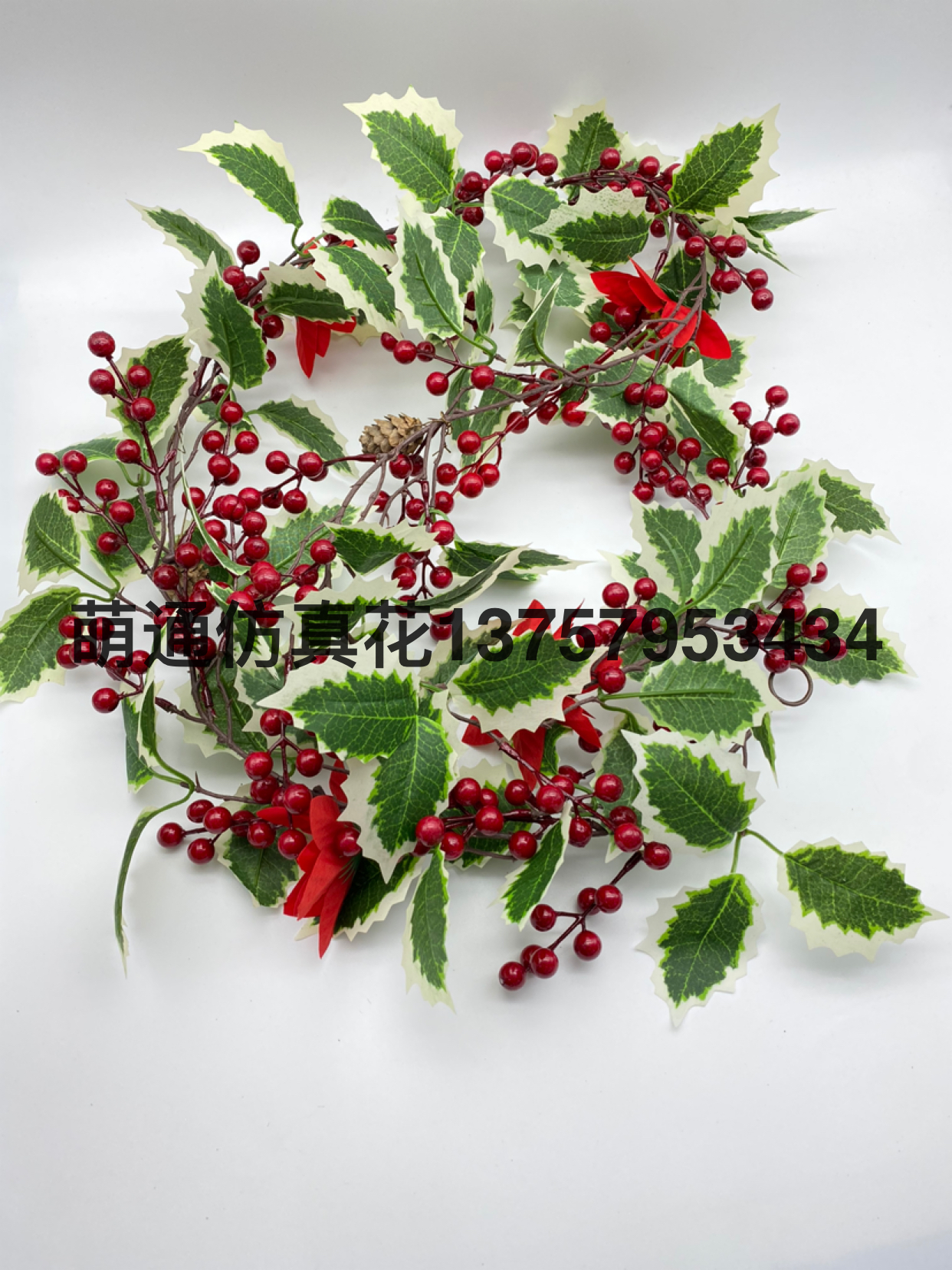 Christmas Wreath. Artificial Flower Leaf, Imitative Tree, Circle, Garland, Rattan