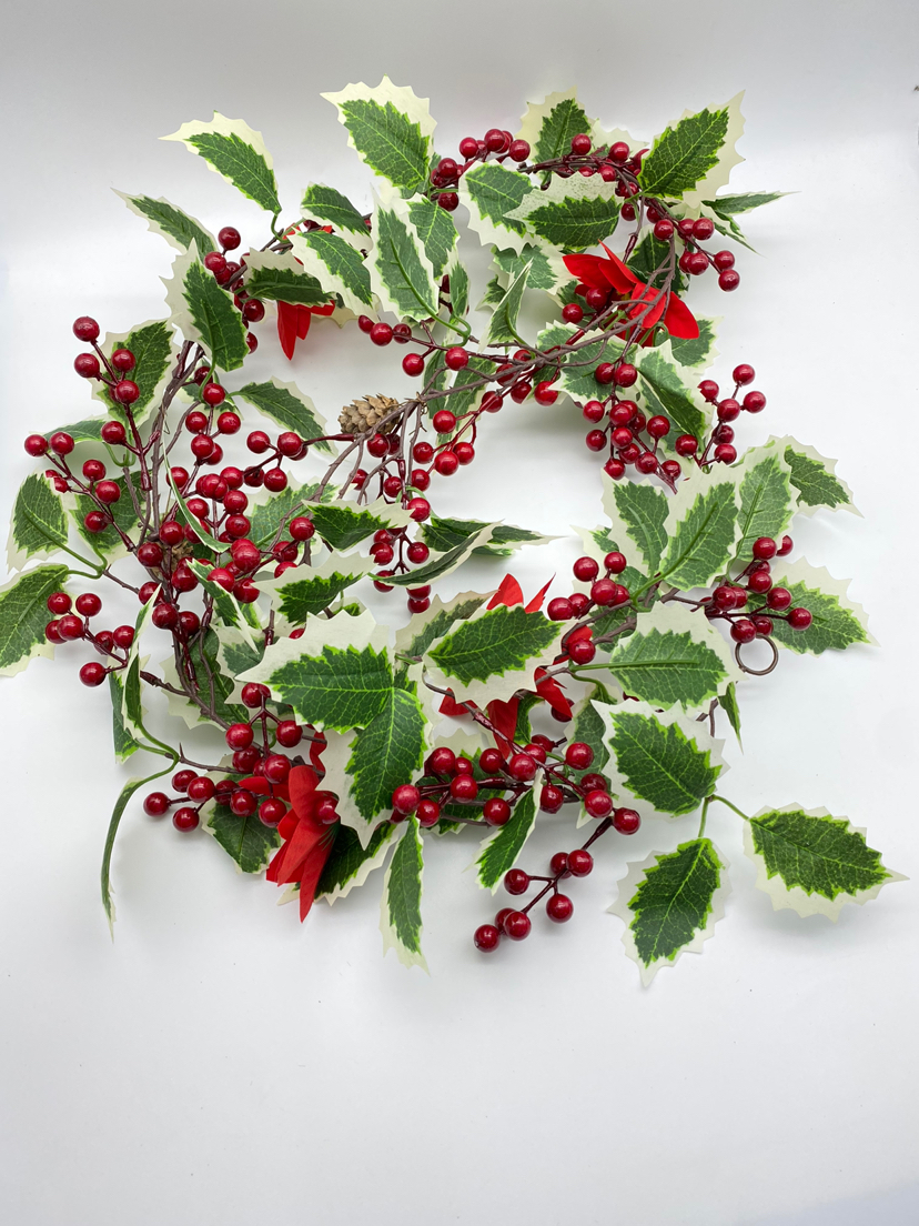 Christmas Wreath. Artificial Flower Leaf, Imitative Tree, Circle, Garland, Rattan