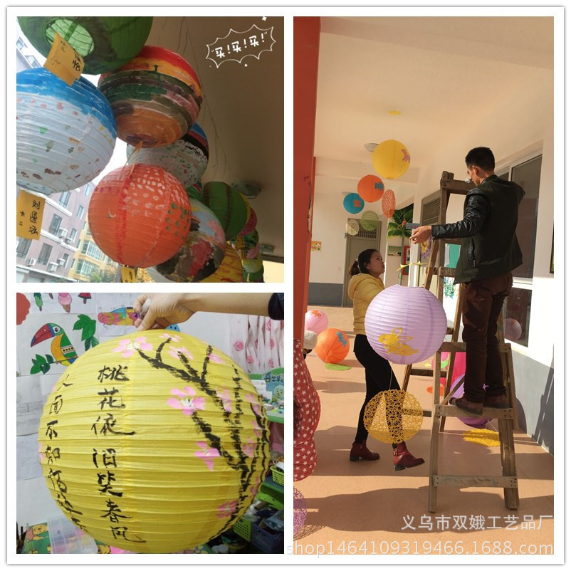 Factory Wholesale Chinese Lantern Spring Festival Lantern Festival Red Lantern Wedding Celebration Decoration Children's Painting DIY Handmade Festive Lantern