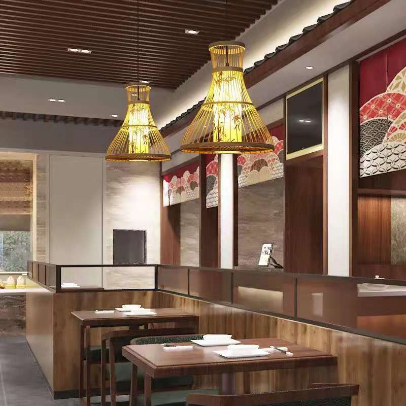 New Chinese Style Bamboo Chandelier Zen Restaurant Dining Restaurant Box Tea Room Ancient Style Lantern Chinese Style Chinese Style Lamps