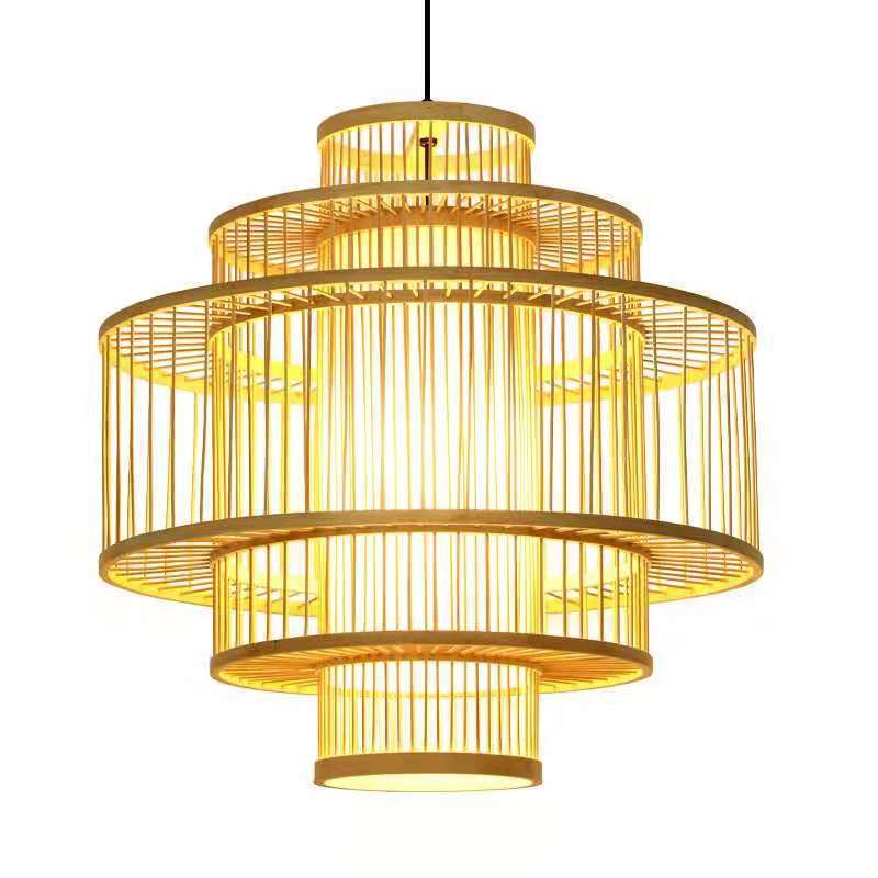 New Chinese Style Bamboo Chandelier Zen Restaurant Dining Restaurant Box Tea Room Ancient Style Lantern Chinese Style Chinese Style Lamps