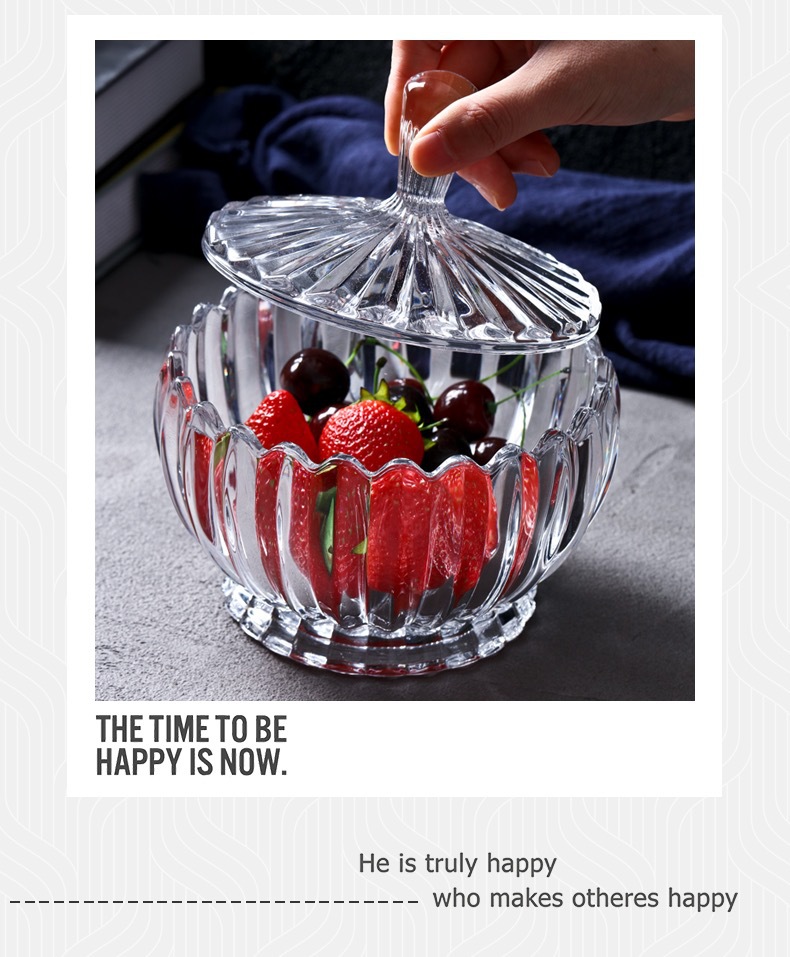 Fire Glass Sugar Bowl Storage Jar Decoration Transparent Candy Fruit Plate Fruit Plate Dried Fruit Tray Creative European Style Sucrier with Lid Fire Glass Sugar Bowl Storage Jar Decoration Transparent Candy Fruit Plate Fruit Plate Dried Fruit Tray Creative European Style Sucrier with Lid