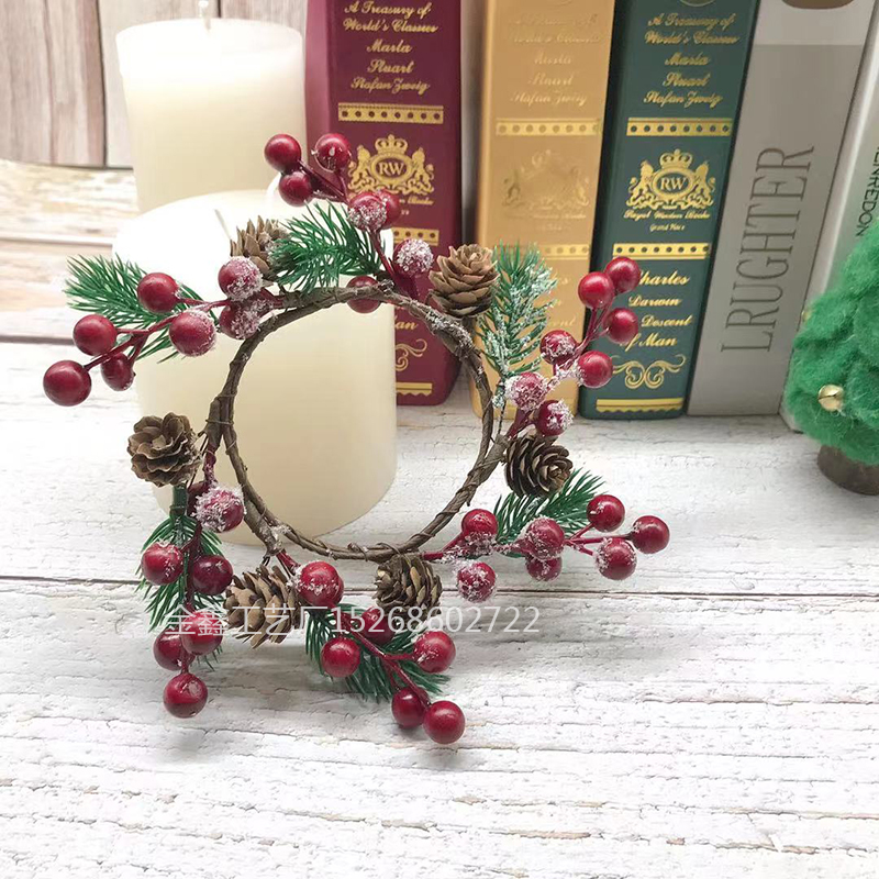 Christmas Wreath Artificial Berries Rattan Garland Christmas Tree Ornament Vine Ring Wedding Party Home Decor Supplies X