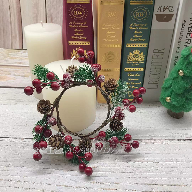 Christmas Wreath Artificial Berries Rattan Garland Christmas Tree Ornament Vine Ring Wedding Party Home Decor Supplies X