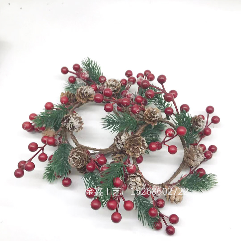 Christmas Wreath Artificial Berries Rattan Garland Christmas Tree Ornament Vine Ring Wedding Party Home Decor Supplies X