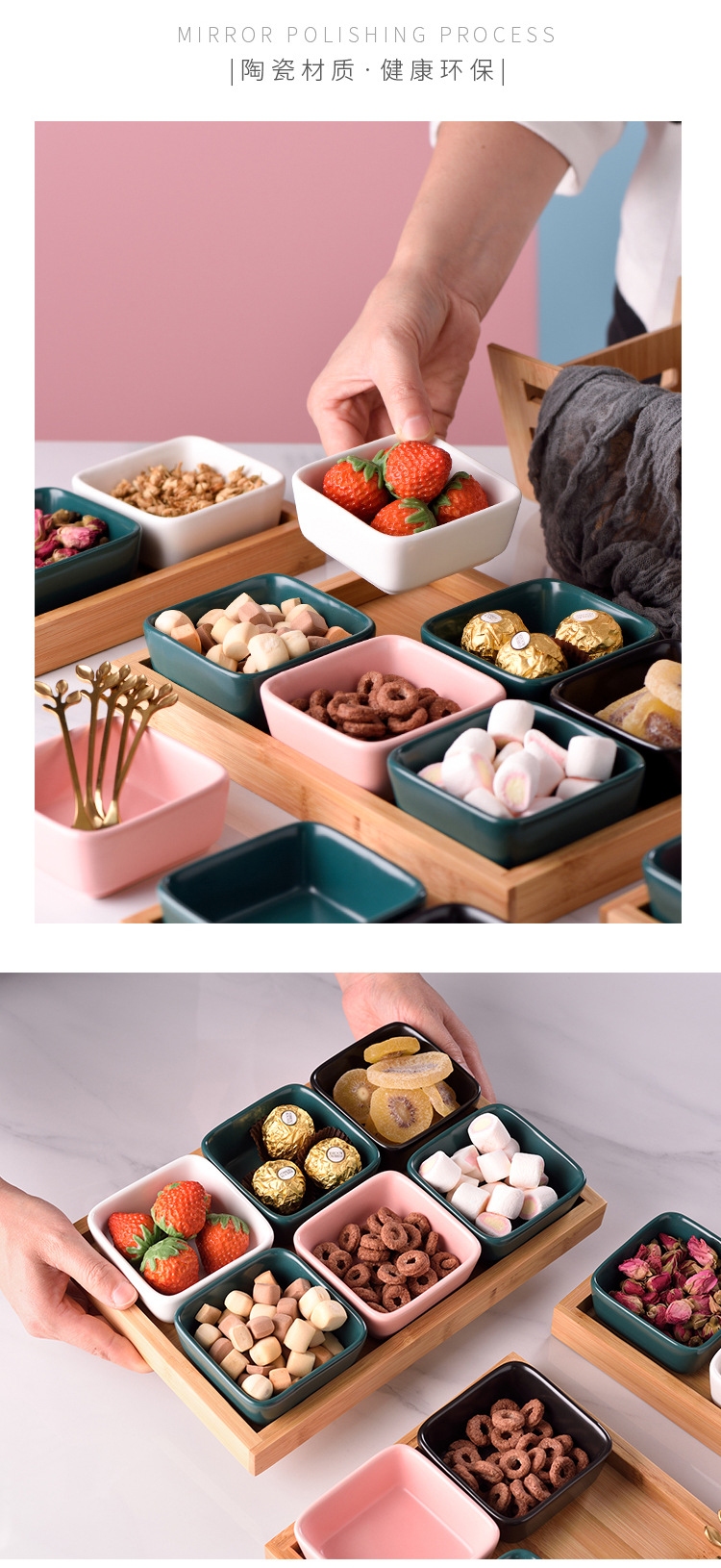 Ceramic Compartment Dried Fruit Tray Snack Japanese Small Saucer with Tray Living Room Home Melon Seeds Snack Fruit Plate Ceramic Compartment Dried Fruit Tray Snack Japanese Small Saucer with Tray Living Room Home Melon Seeds Snack Fruit Plate
